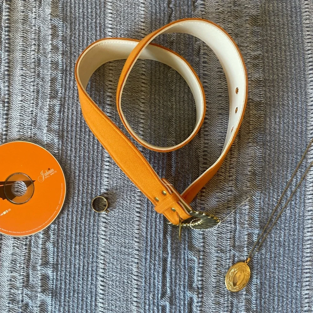 Vintage Gold & Orange Cloth Belt - Picture 3 of 8